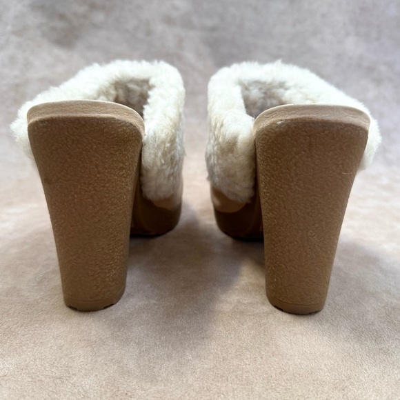 Hunter Bruson Amazonas Shearling Lined Leather Heeled Clog Mule Shoes 8 - Picture 8 of 10